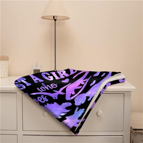 Dinosaur Blanket Gift for Women Kid Plush Just A Girl Who Loves Dinosaurs Throw - Picture 5 of 6